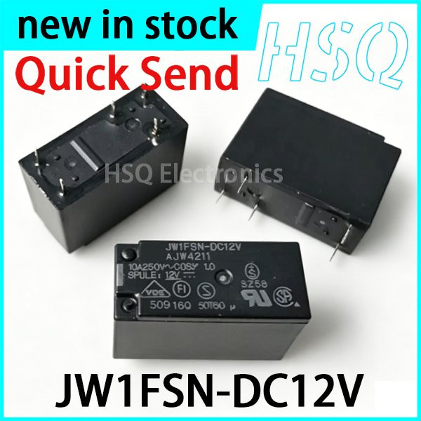 JW1FSN-DC12V AJW4211 Relais, 5-polig, 10 A, ein offener und ein geschlossener Kontakt, Schwarz - Bild 1