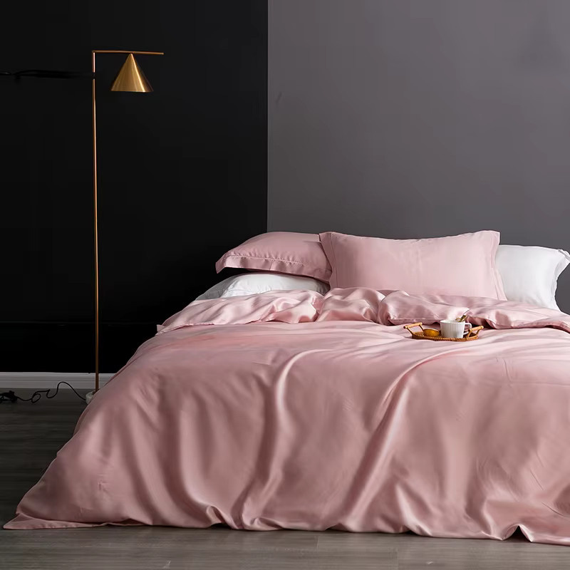 FLOWERS AND CAKES Bettbezug aus natürlicher Maulbeerseide, einfarbig, Pink, Breite: 140 cm - Bild 1