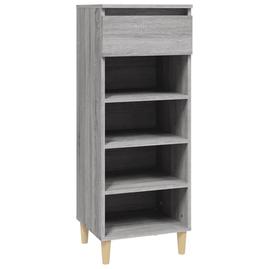 vidaXL Schuhschrank Grau aus Holzwerkstoff und Eukalyptus, B/T/H: 40 x 36 x 105 cm - Bild 2