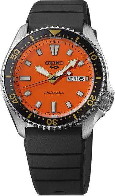 Seiko Armbanduhr Automatik, Edelstahl, 42 mm, Herren, Orange, 10 ATM - Bild 1