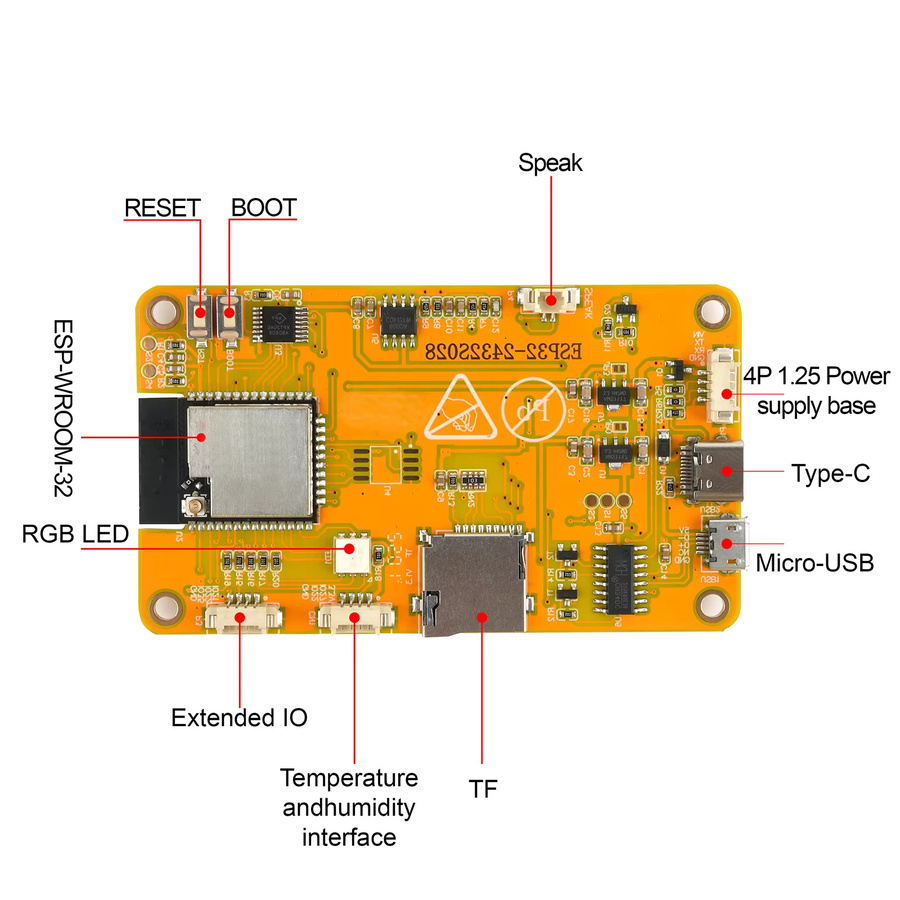 RCmall ESP32-2432S028R Display Modul mit 2,8 Zoll LCD TFT Bildschirm, 240 x 320 Pixel, ILI9341 Treiber für Arduino IoT Smart Home - Bild 3