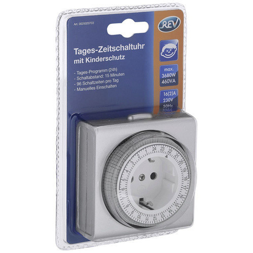REV-Ritter mechanische Zeitschaltuhr mit erhöhtem Berührungsschutz, 230 V, Silber - Bild 2