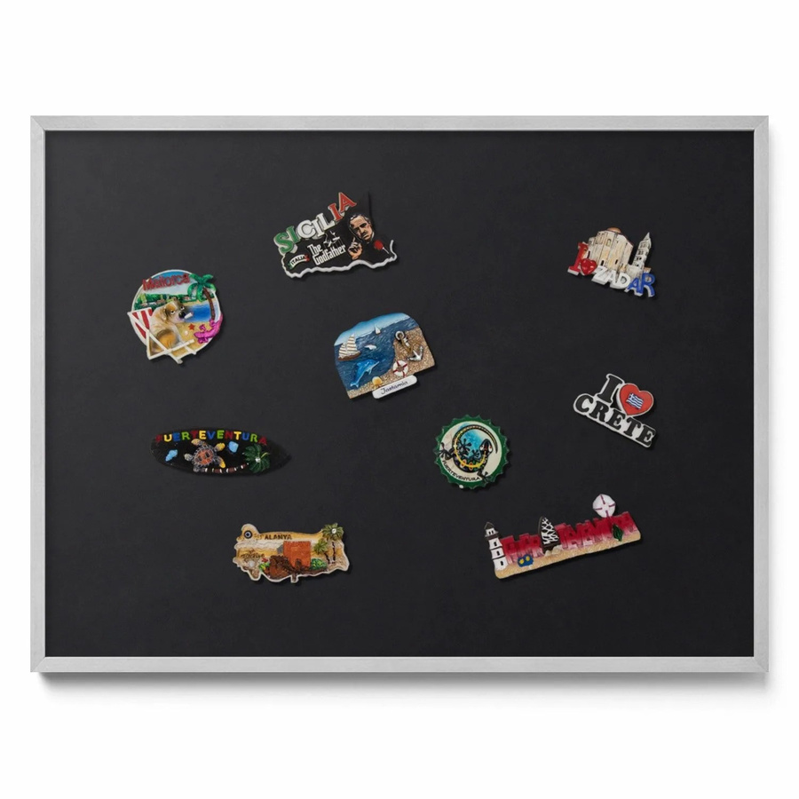 Tulup Magnettafel Magnetboard für Reisemagnete, Farbe Schwarz, Silberner Rahmen, B: 80 cm, H: 60 cm - Bild 2