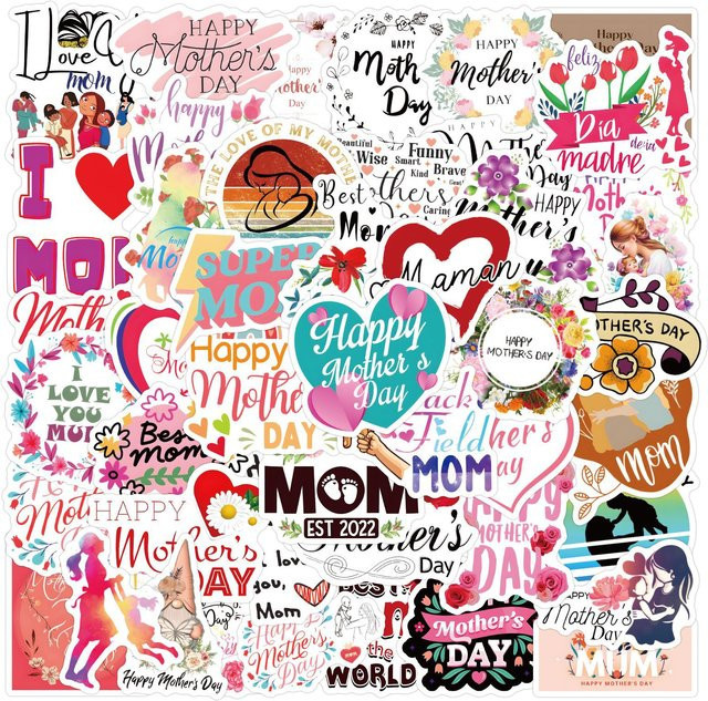 mobokono Muttertags-Graffiti-Aufkleber, 55-teiliges Set, multicolour - Bild 1
