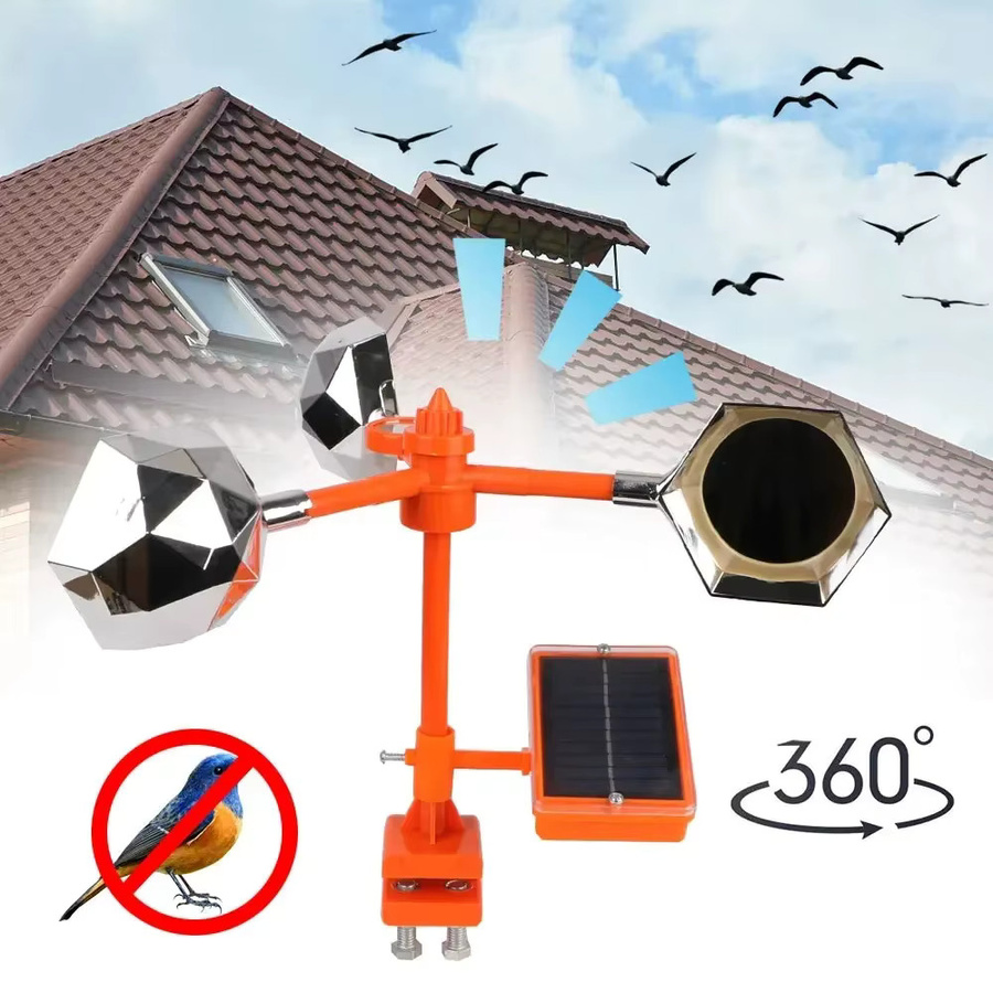 NOCCLILI Solar-Wind-betriebene 360 Grad Vogelabwehr mit Blitzreflektoren und Alarmton zur automatischen Schädlingsbekämpfung für Garten und Außenbereich - Bild 3