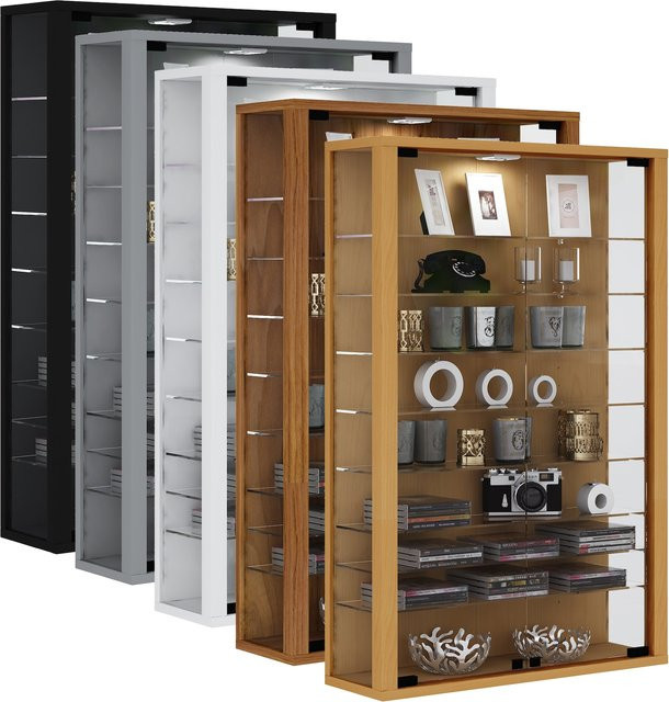 VCM Vitrinenschrank Vitrosa Mini Wandvitrine in Buche mit ESG-Sicherheitsglas und Glastüren, H x B x T: 91 x 59 x 18 cm - Bild 1