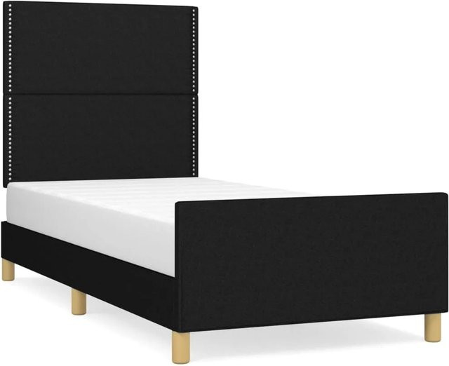 vidaXL Bettgestell mit Kopfteil in Schwarz aus Stoff und Holz B/T/H: 100 x 200 x 118 cm - Bild 1
