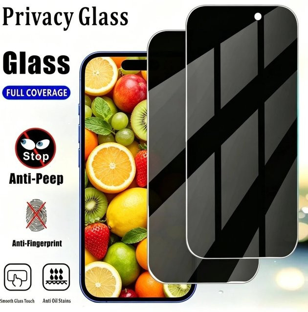 ZMZE 2er-Pack Anti-Spionage Panzerglas für iPhone 17 16 15 14 13 12 11 Pro Max Plus Mattierter Displayschutz - Bild 1