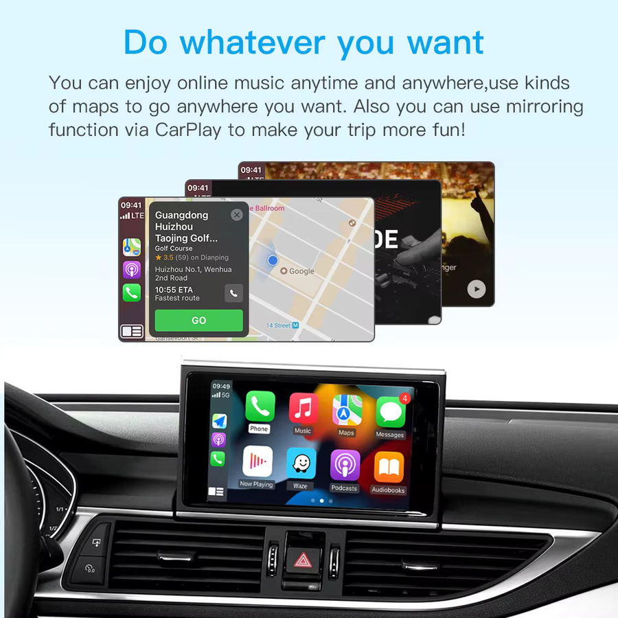 AUTOABC Drahtloser CarPlay und Android Auto Interface Adapter für Audi A6 A7 2012-2018 mit Bluetooth, GPS und Spiegel Link in Weiß - Bild 4