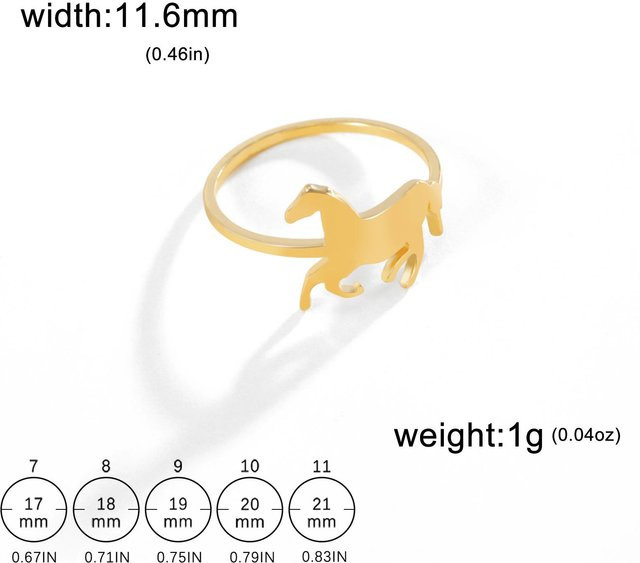 Ring Laufende Pferde, Edelstahl, Gold, Unisex - Bild 1