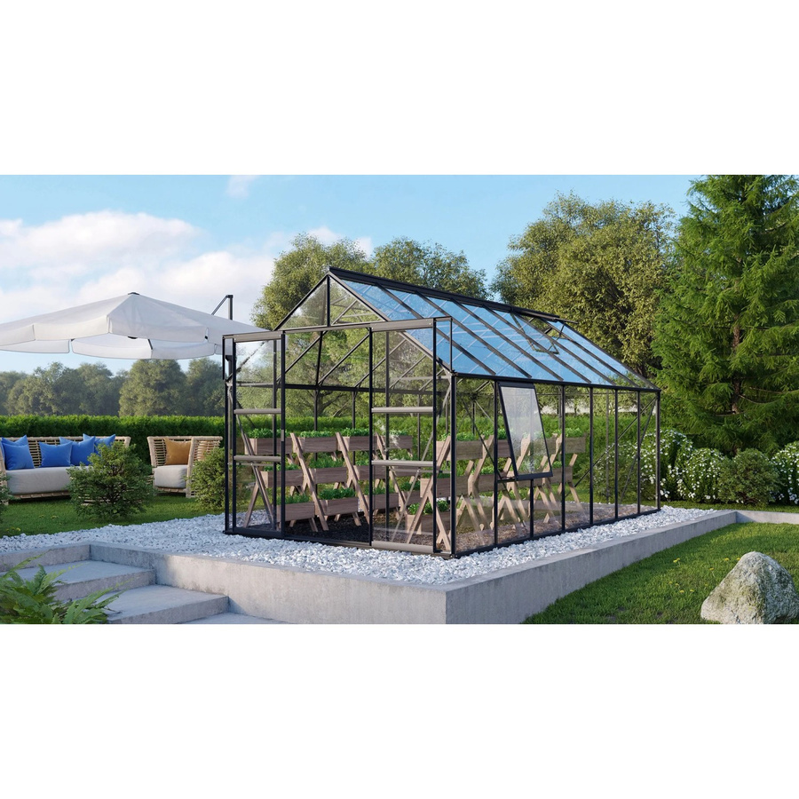 Vitavia Gewächshaus Meridian 11500 in Schwarz mit 11,5 m² Fläche, Aluminiumrahmen und 3 mm Sicherheitsglas - Bild 3