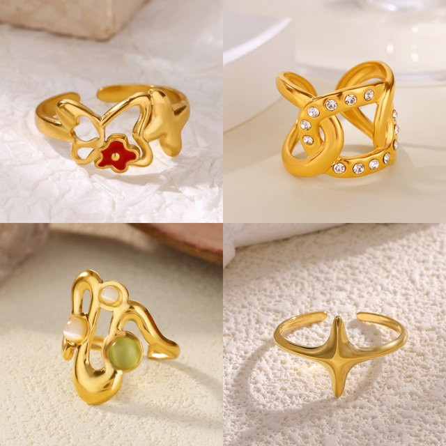 HPTOTMG Ring, 18 Karat vergoldeter Edelstahl, Zirkonia, Damen - Bild 1