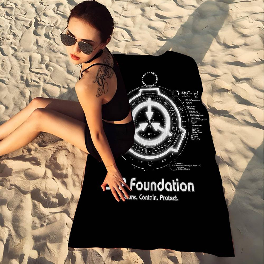 SCP Foundation Anime Strandhandtuch für Kinder, weiches und saugfähiges Reisehandtuch, Farbe: Weiß, B: 30 cm, H: 60 cm - Bild 3