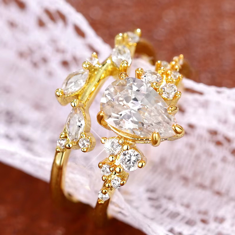 Huitan Schmuck-Set, Ringe, Zirkonia, Gold, Damen - Bild 2