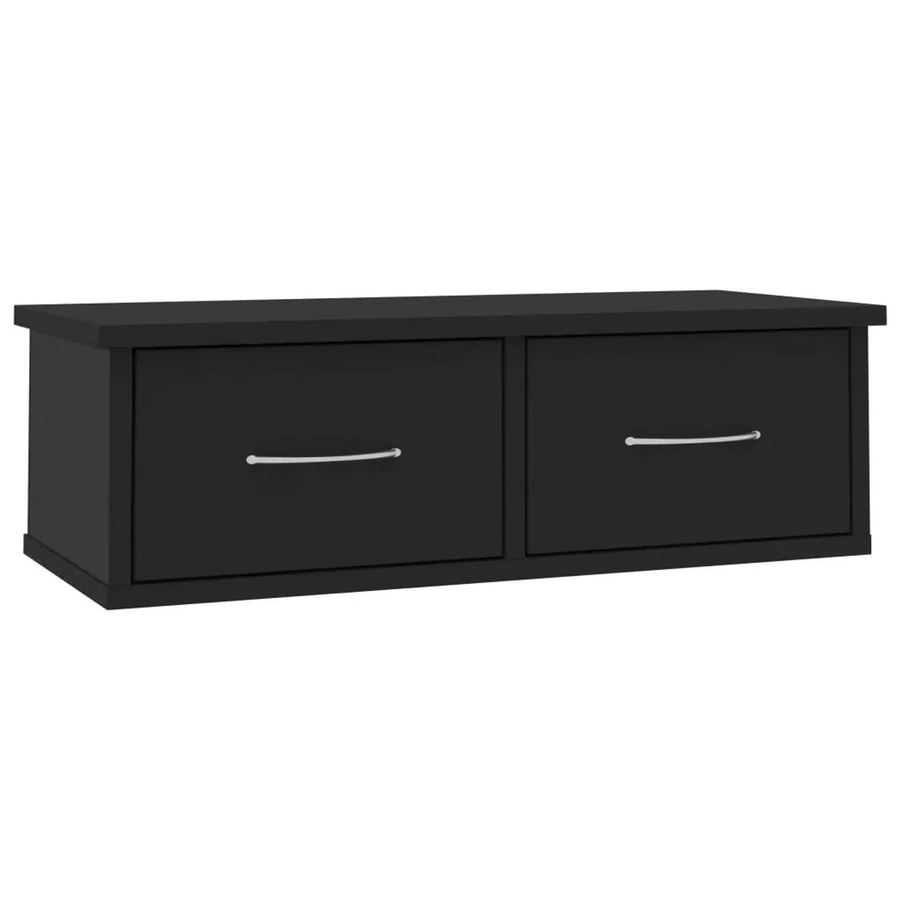 vidaXL Wand-Schubladenregal in Schwarz aus MDF, modern und matt, B/T/H: 60 x 26 x 18,5 cm - Bild 2