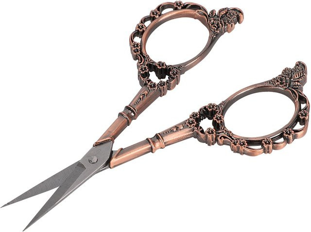 GoolRC Vintage Bastelschere mit Blumenmuster aus gehärtetem Edelstahl in Silber und Bronze - Bild 1