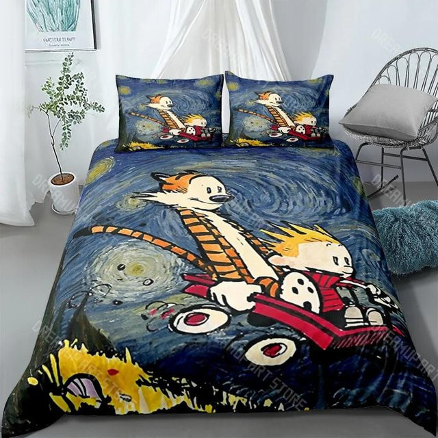 Calvin Und Hobbes Bettwäscheset aus Mikrofaser mit Motiv, Mehrfarbig, B/H: 90 x 200 cm - Bild 1