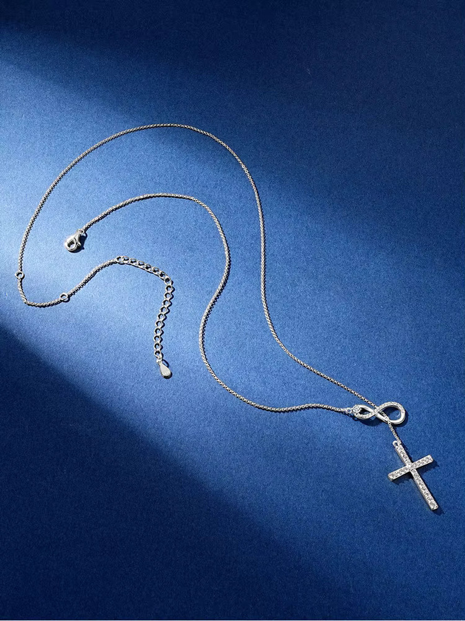 IOGOU Halskette, Unendlichkeits-Anhänger, 925 Silber, Moissanit, Damen - Bild 3