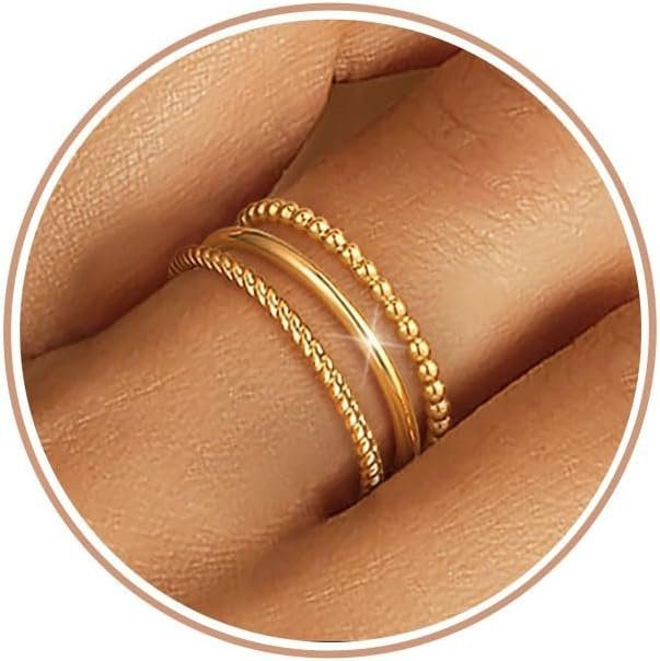 RUIYI Ring-Set, 14 Karat vergoldet, Gold, Damen - Bild 1
