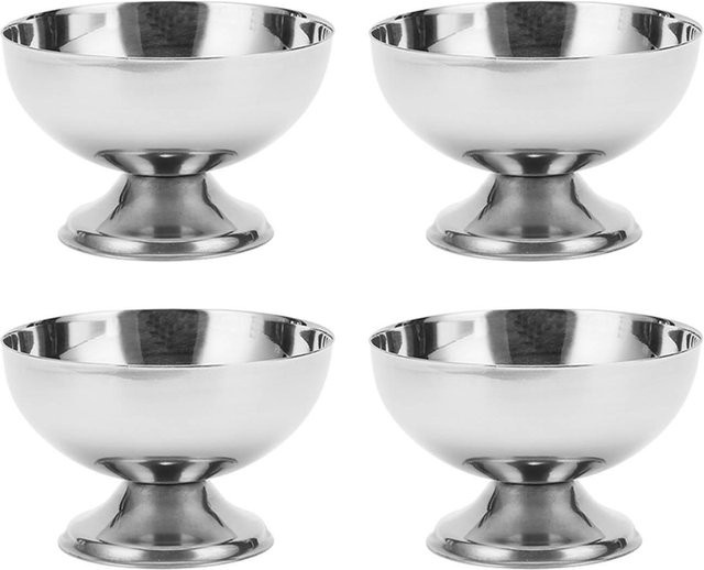 4er-Set Dessertschalen aus Edelstahl mit Gabeln in Silber und Weiß von Shoemst - Bild 1
