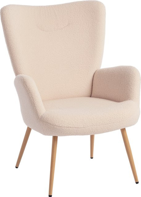 HOMCOM Moderner Relaxsessel aus Sherpa-Gewebe mit hoher Rückenlehne und Armlehnen in Beige - Bild 1