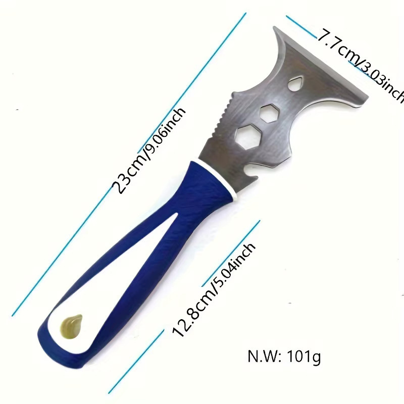LiTuiLi 14-in-1 Mehrzweck-Spachtelmesser aus blauem Edelstahl mit Cutter und Farbschaber als Bauwerkzeug für Tapeten und Dosenöffner - Bild 1