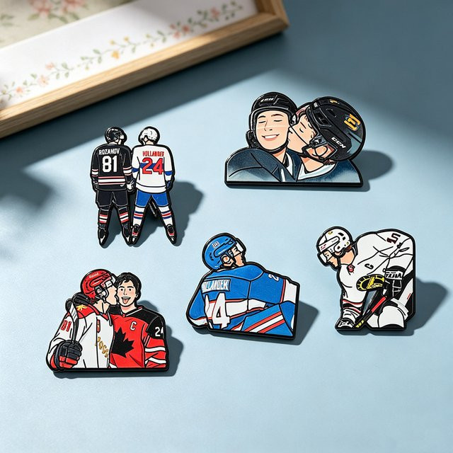 MINISO 5-teiliges Set Hockey-Star-Emaille-Pins, Bunt - Bild 1
