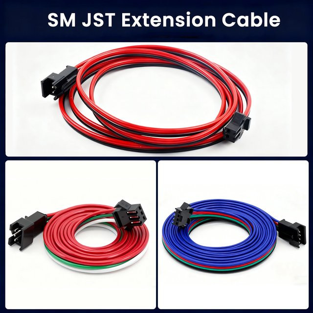LS LED Verlängerungskabel 22AWG mit JST Stecker Männlich und Weiblich für WS2811 WS2812 WS2813 LED Streifen in Schwarz - Bild 1