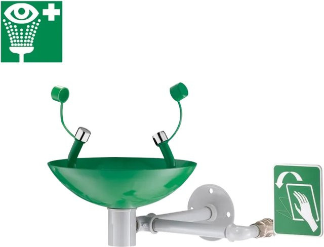 Delabie Sicherheits-Augendusche zur Wandmontage aus Edelstahl in Grau mit Auffangschale - Bild 1