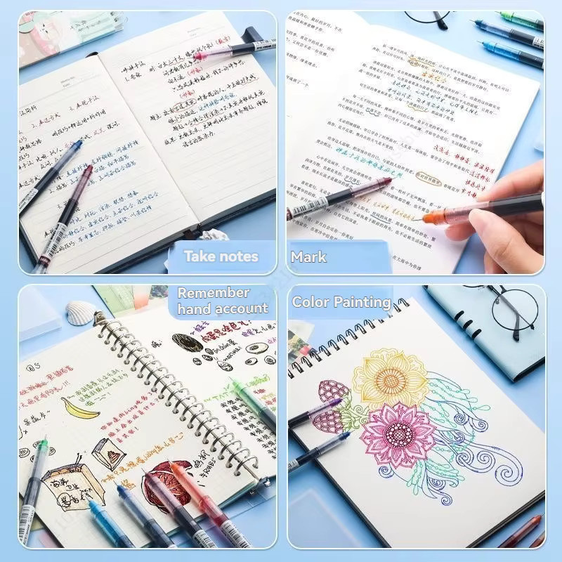 Set mit geraden Flüssigfarbstiften in Multicolour, Gelstifte mit feiner Spitze zum Zeichnen und Schreiben für Schule und Büro - Bild 4
