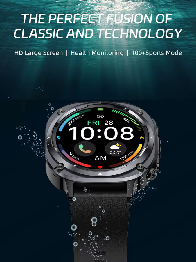 Paazomu Watch 7 Ultra Smartwatch Schwarz mit Bluetooth-Anruf, Herzfrequenzmessung und IP68 Wasserdichtigkeit für Android und iOS - Bild 1