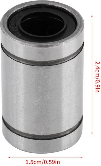 12 Stück LM8UU Linearkugellagerbuchsen von Painter in Silber für 3D-Drucker und CNC-Teile, B/T/H: 8 x 15 x 24 mm - Bild 1