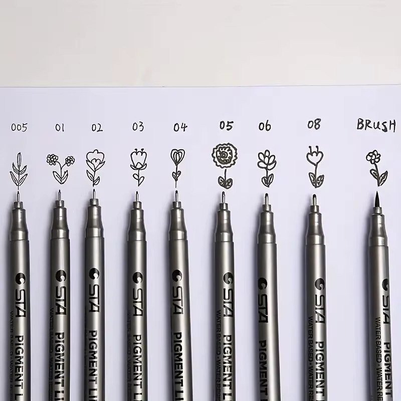 Pigma Micron Fineliner Pigment Marker Stift in Schwarz für Skizzen mit verschiedenen Spitzengrößen - Bild 4
