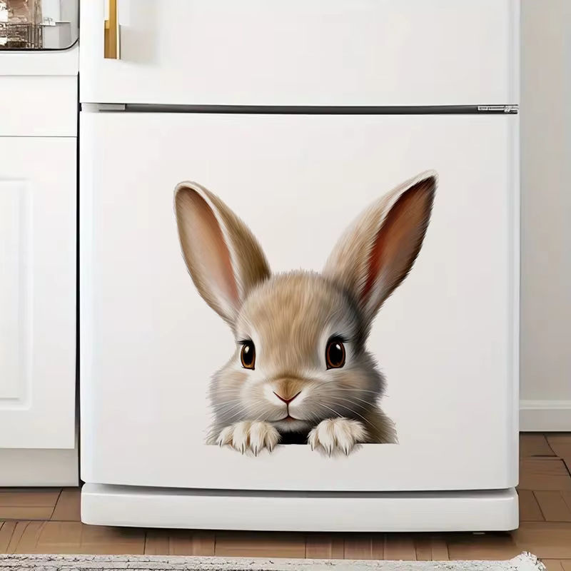 Selbstklebender Wandaufkleber Hase mit langen Ohren in Beige aus Kunststoff für Kinder und zur Dekoration von Küche oder Wohnzimmer - Bild 2