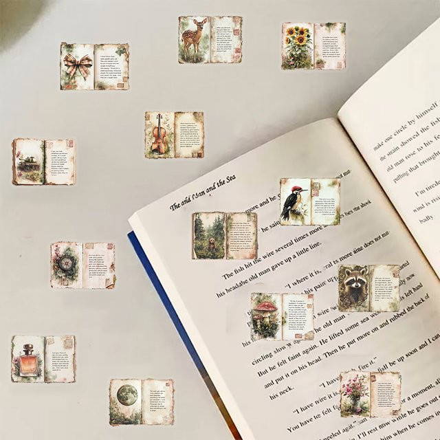 50 Stück Retro Aquarell Aufkleber für Tagebuch und Scrapbooking in Multicolour - Bild 1