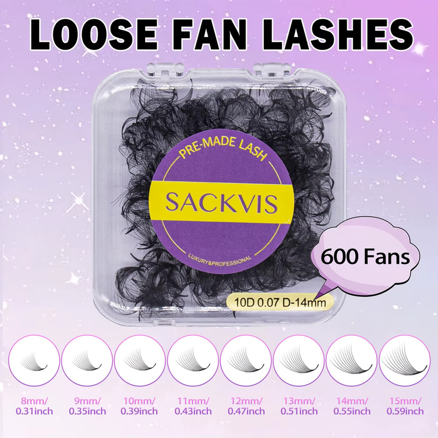 Sackvis Lashes Vorgefertigte Wimpernfächer, 600 Stück, Black, Unisex - Bild 2