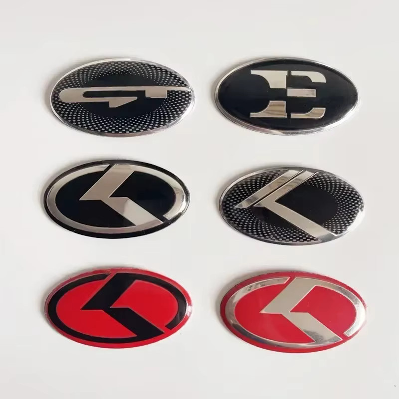 3D Aluminium Lenkrad Emblem Aufkleber für KIA in Rot und Schwarz für K2 K3 K5 KX5 GT Forte Rio Optima Sorento - Bild 1