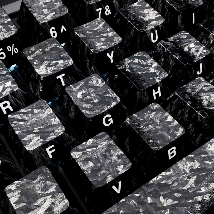 Letter Drive Tastenkappen mit Carbonfaser-Textur und seitlichem Druck, OEM-Profil, kompatibel mit magnetischen Schaltern für mechanische Tastaturen, Schwarz/Weiß - Bild 3