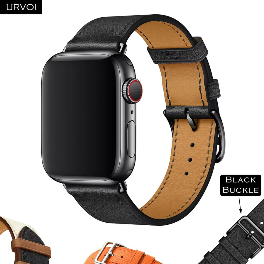 URVOI Uhrenarmband Leder, Schwarz, Unisex - Bild 1