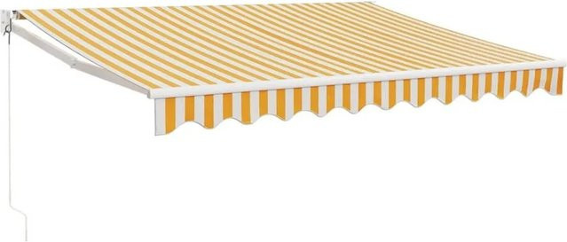 vidaXL Einziehbare Markise aus Aluminium und Polyester in Gelb und Weiß gestreift, B: 3,5 m, T: 2,5 m - Bild 1
