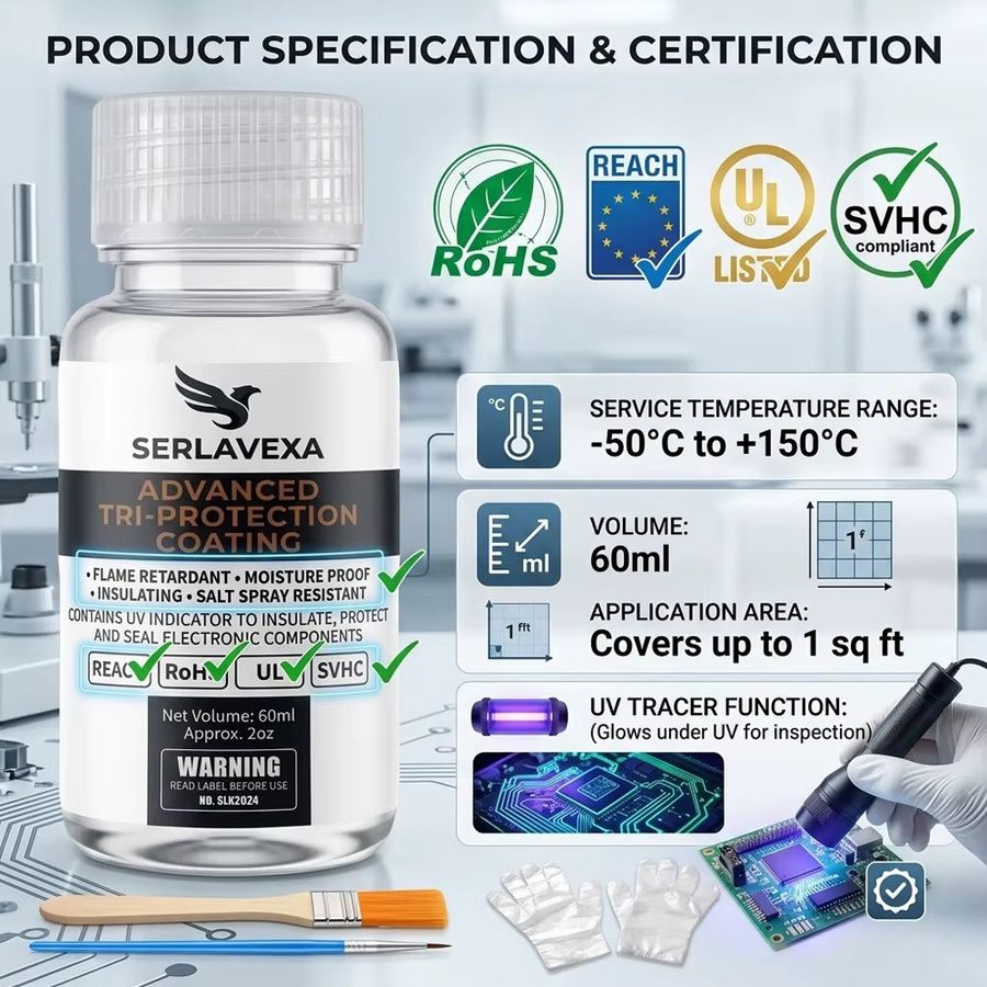 Serlavexa Tri-Protection PCB-Beschichtung zur Isolierung und zum Schutz elektronischer Komponenten, transparent, 60 ml - Bild 5