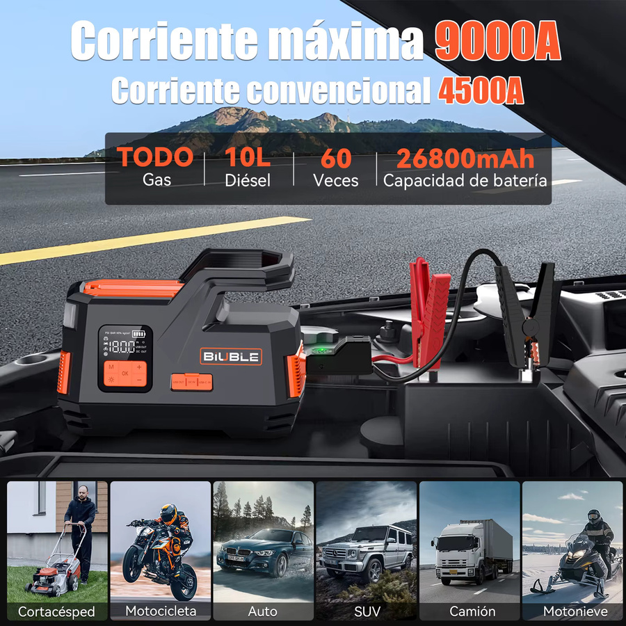 BSMOOM 2-in-1 Starthilfegerät mit 150 PSI Luftkompressor und 4500 A Autobatterie-Booster Powerbank für 9,5L Benzin oder 7,5L Diesel - Bild 2