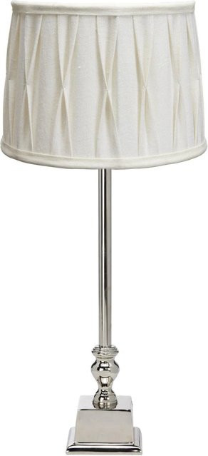 PR Home Linné Tischleuchte mit Plissé-Stoffschirm in Beige und Chrom-Finish, Höhe: 51,0 cm, Breite: 40,0 cm, Tiefe: 20,0 cm - Bild 1