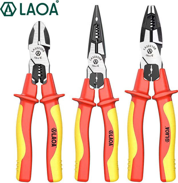 LAOA Isolierte Kombizange für Elektriker mit Drahtschneider und Abisolierfunktion, 1000 V, Rot - Bild 1