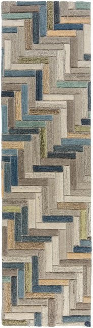 Flair Rugs Wollteppich Russo in Blau-Grau mit geometrischem Design, B/H: 60 x 230 cm - Bild 1
