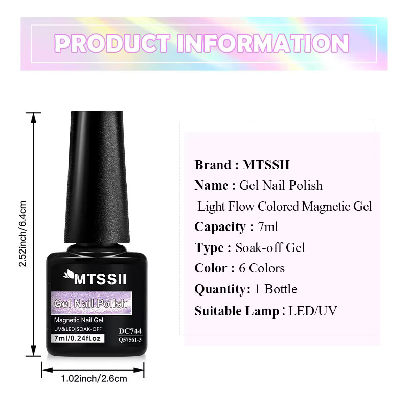 Mtssii Light Flow Magnetischer Gel-Nagellack, 7 ml, Glänzend - Bild 4