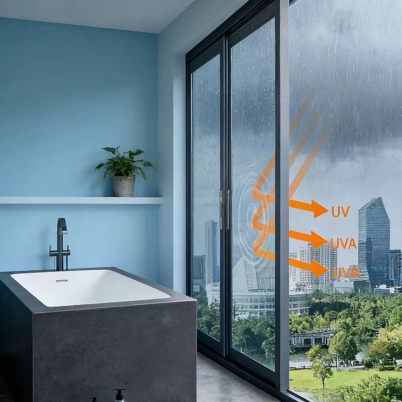 BUNPIG Einweg-Spiegelfolie in Silber zur Privatsphäre und als reflektierender Sonnenschutz mit Wärmekontrolle, statisch haftend und abnehmbar für Badezimmer und Schlafzimmer - Bild 2