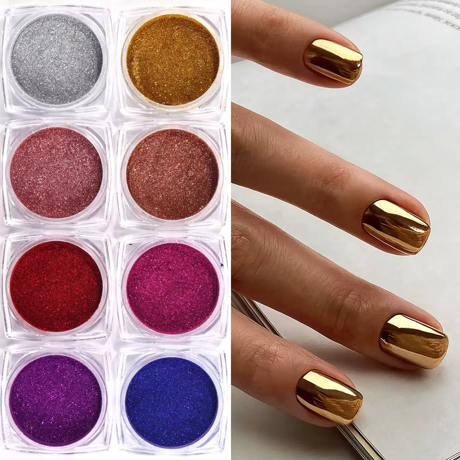 Full Beauty Nagelpuder Pigment Metallic, 8 Boxen - Bild 2