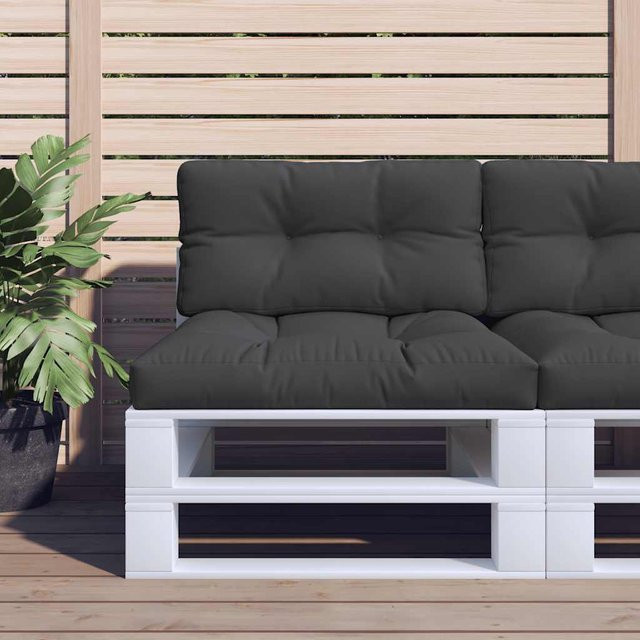 vidaXL Palettenkissen 2-teiliges Set aus wasserabweisendem Polyester in Schwarz - Bild 3