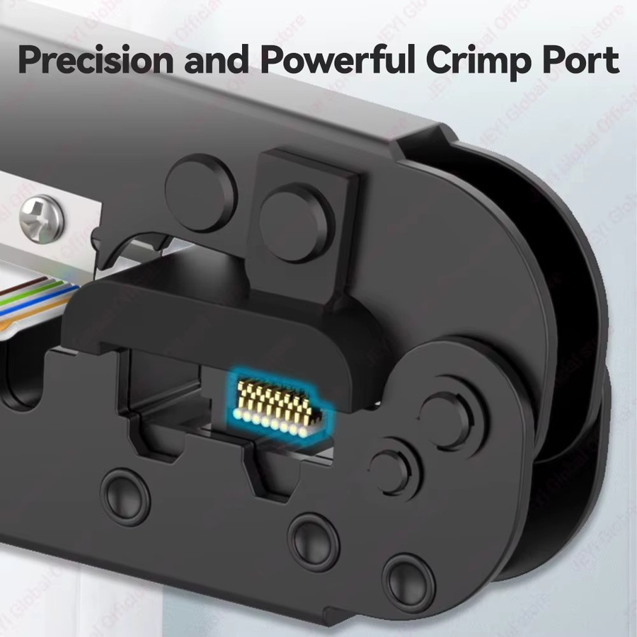 JEYI RJ45 Crimpzange für Ethernet-Netzwerkkabel mit Cutter und Stripper zum Crimpen, Schneiden und Abisolieren von 6P 8P RJ11/12 LAN-Kabeln - Bild 6
